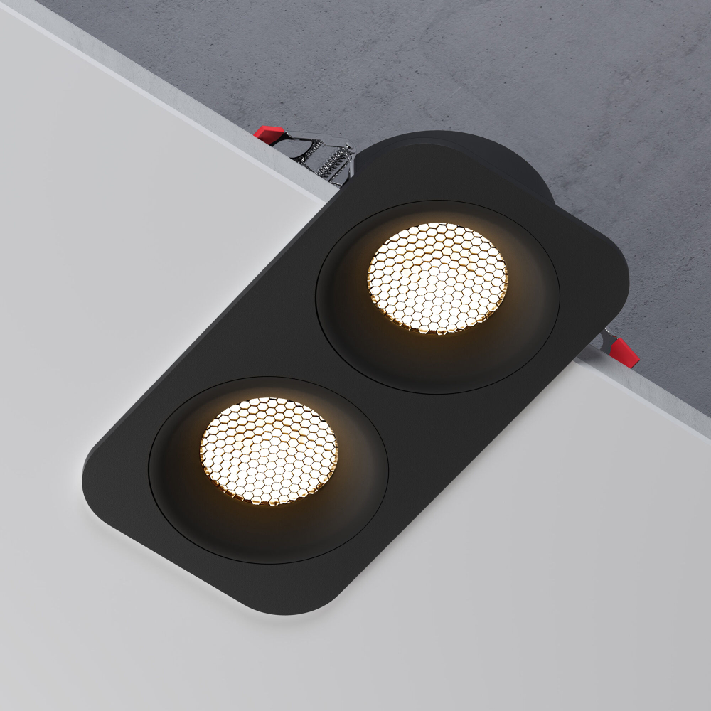 Светильник встраиваемый светодиодный с антибликовой решеткой Tetro 20W 3000K черный IP44 15277/LED