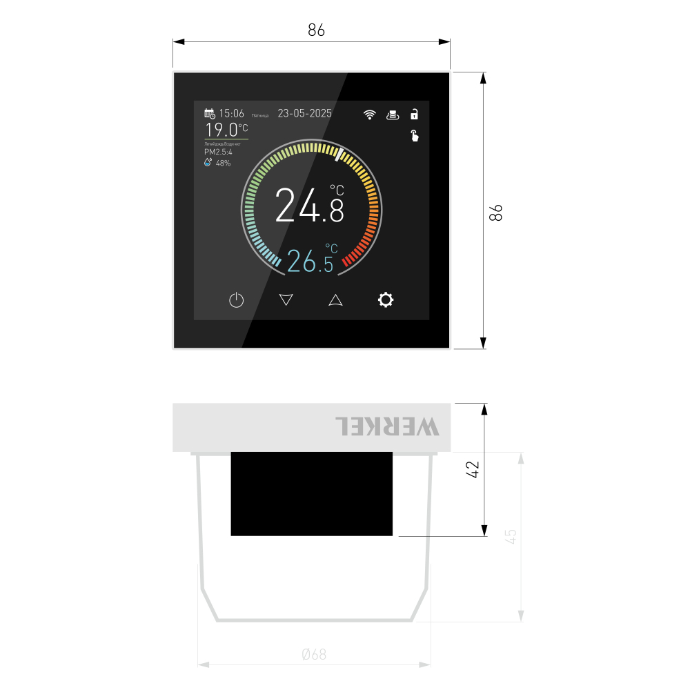 Умный сенсорный терморегулятор Werkel Wi-Fi 3500W IP20 W1851101 белый