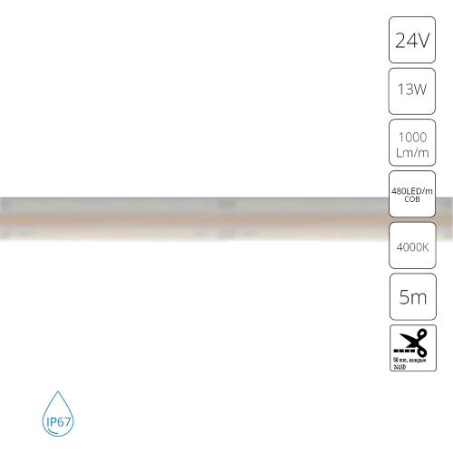 Купить Светодиодная лента 24V 13W/m 4000К 5м IP67 Arte Lamp AQUA LANE A2448010-02-4K