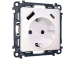 MA210010 Комплект механизма электрической розетки ALFA Жемчуг 2USB A+C 20W (быстрая зарядка) с/з QUANT (AP2100, VM160)