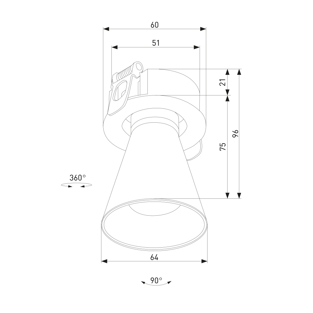 Светильник встраиваемый поворотный светодиодный с антибликовой решеткой Bell 8W 4000K белый 25097/LED