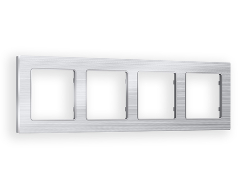 Купить AF550104 Рамка ALFA Platos (Серебро Металл шлифованный) 4-ая