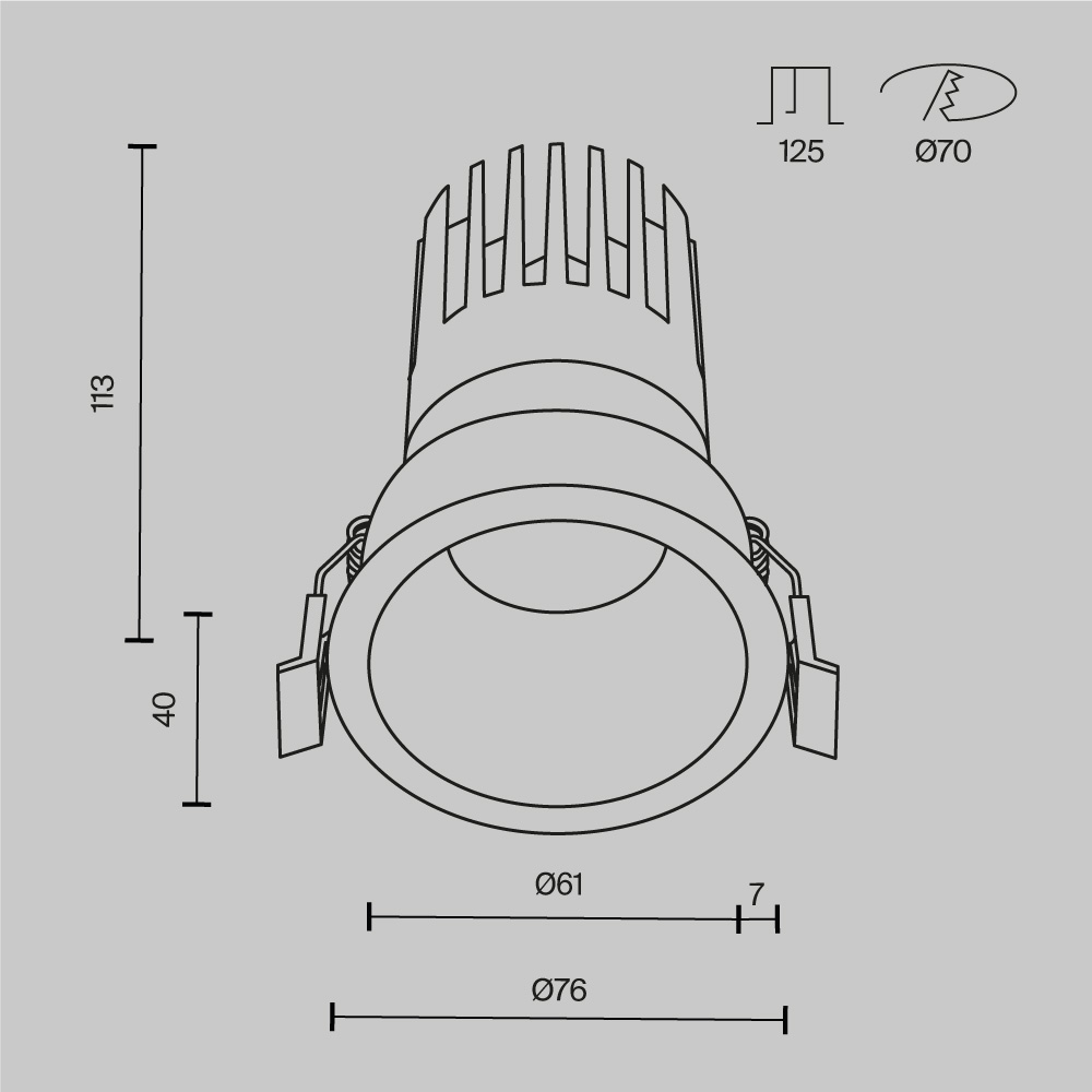 Встраиваемый светильник Technical DL118-15W-4K-B