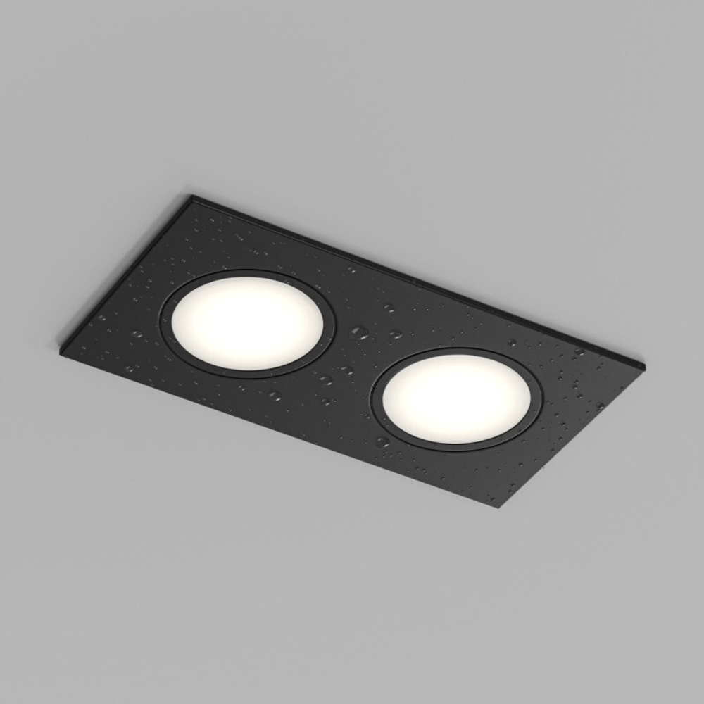 Встраиваемый влагозащищенный светильник PORT, 2?15 Вт макс., LED, GU5.3, IP65, корпус из полимера, цвет чёрный