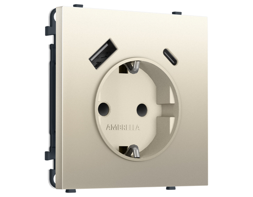 Купить MS550010 Комплект механизма электрической розетки SIGMA Шёлк 2USB A+C 20W (быст. зар.) с/з с/ш 16A-250V QUANT PRO (SP5500, PR160)