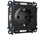 MO806010 Комплект механизма электрической розетки OMEGA Черный матовый с/з на винтовых зажимах QUANT (OP8060, VM141)
