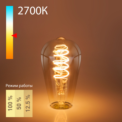 Купить Филаментная светодиодная лампа Dimmable ST64 5W 2700K E27 тонированная BLE2746