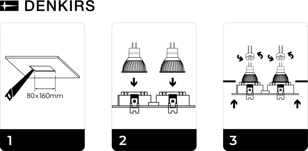 DK3022-BK Встраиваемый светильник, IP 20, 10 Вт, GU5.3, LED, черный, пластик