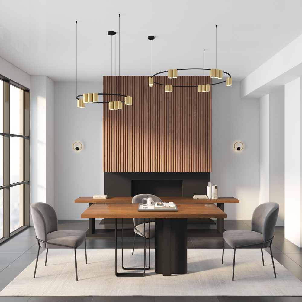 DK4067-BK+SG Подвесной светильник ORBIT, IP20, 15xGU10 LED, до 15 Вт, черный + сатинированное золото, алюминий
