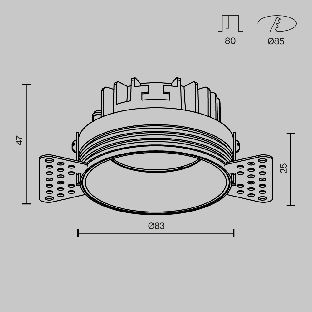 Встраиваемый светильник Technical DL055-8W3-4-6K-TRS-B