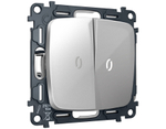 MO404035 Комплект механизма 2-кл проходного выключателя с подсветкой 5600K OMEGA Серебро глянец QUANT (OP4040, VM120, G25W)