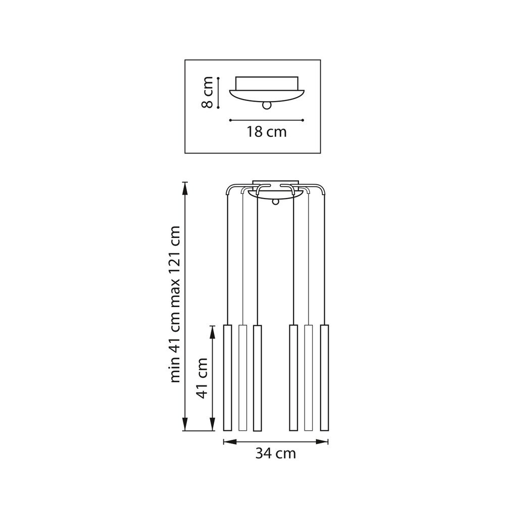 L8T747233 Люстра TUBO LED 40W 2400LM 25G ЗОЛОТО 3000K (574733+747233 (8шт)