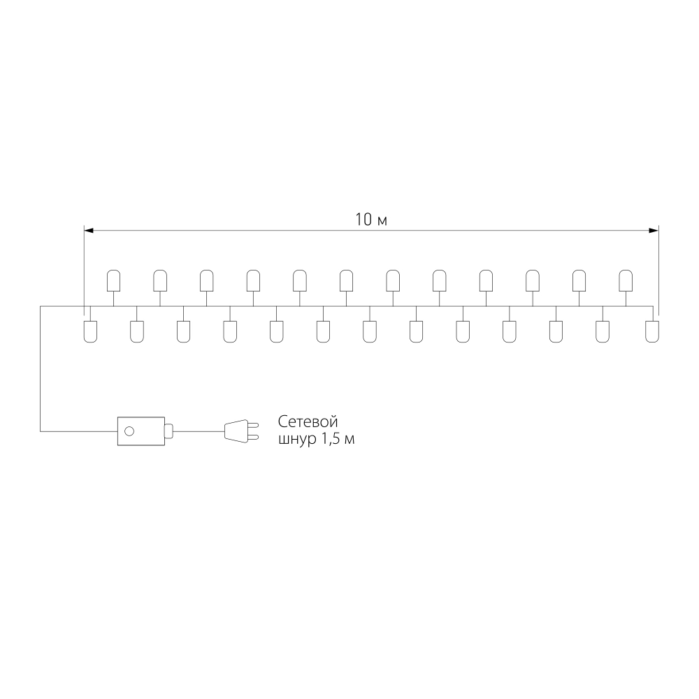 Новогодняя гирлянда нить мульти 10м IP20 400-002 мульти