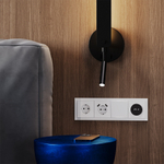 Накладка для розетки с заземлением и защитными шторками, с USB A+A, S70 (белый матовый)