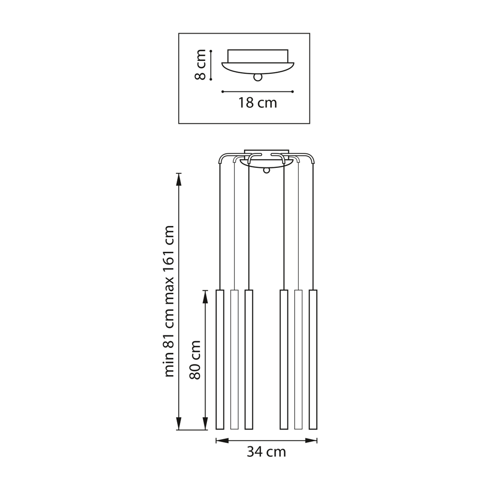 L8T747433 Люстра TUBO LED 40W 2400LM 25G ЗОЛОТО 3000K (574733+747433 (8шт)
