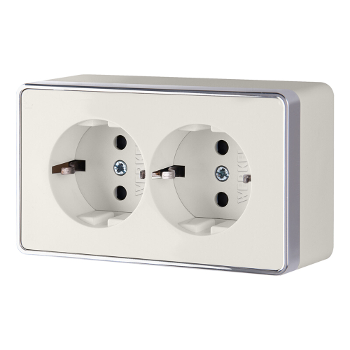 Купить Розетка двойная с заземлением Gallant слоновая кость W5072103