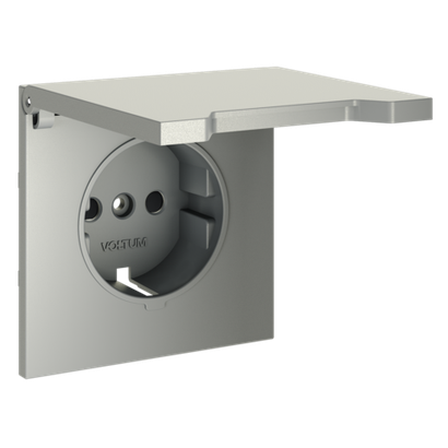 Накладка для розетки с заземлением, защитными шторками и крышкой, S70 (сталь)