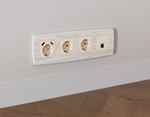 MO332030 Комплект механизма телефонной розетки OMEGA Бежевый матовый RJ-11(4P4C) с шторкой QUANT (OP3320, VM190)