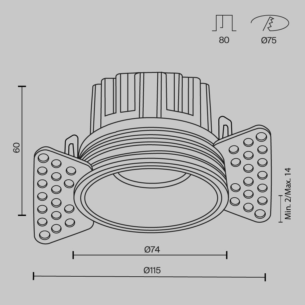 Встраиваемый светильник Technical DL058-12W3K-TRS-W