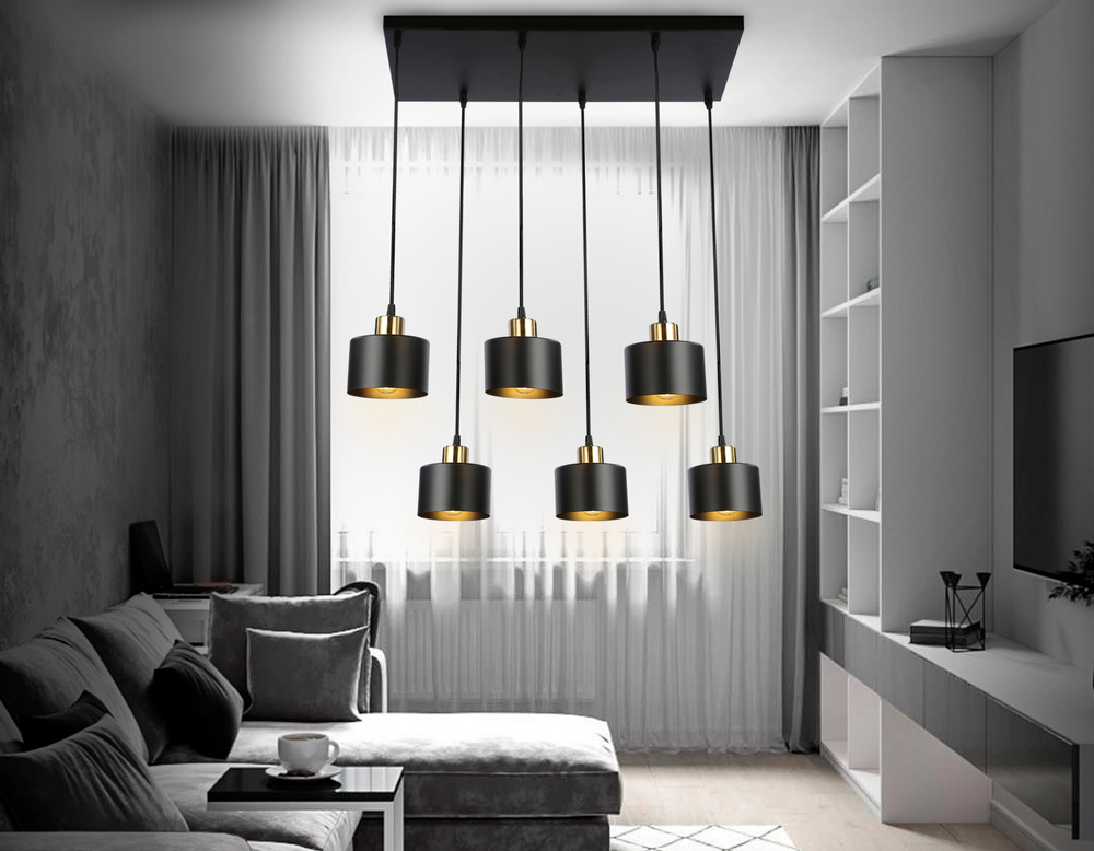 TR8126/6 BK/BS черный/латунь E27*6 max 40W 635*320*920