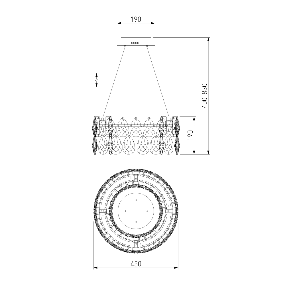Подвесная люстра с хрусталем 90370/1 Strotskis
