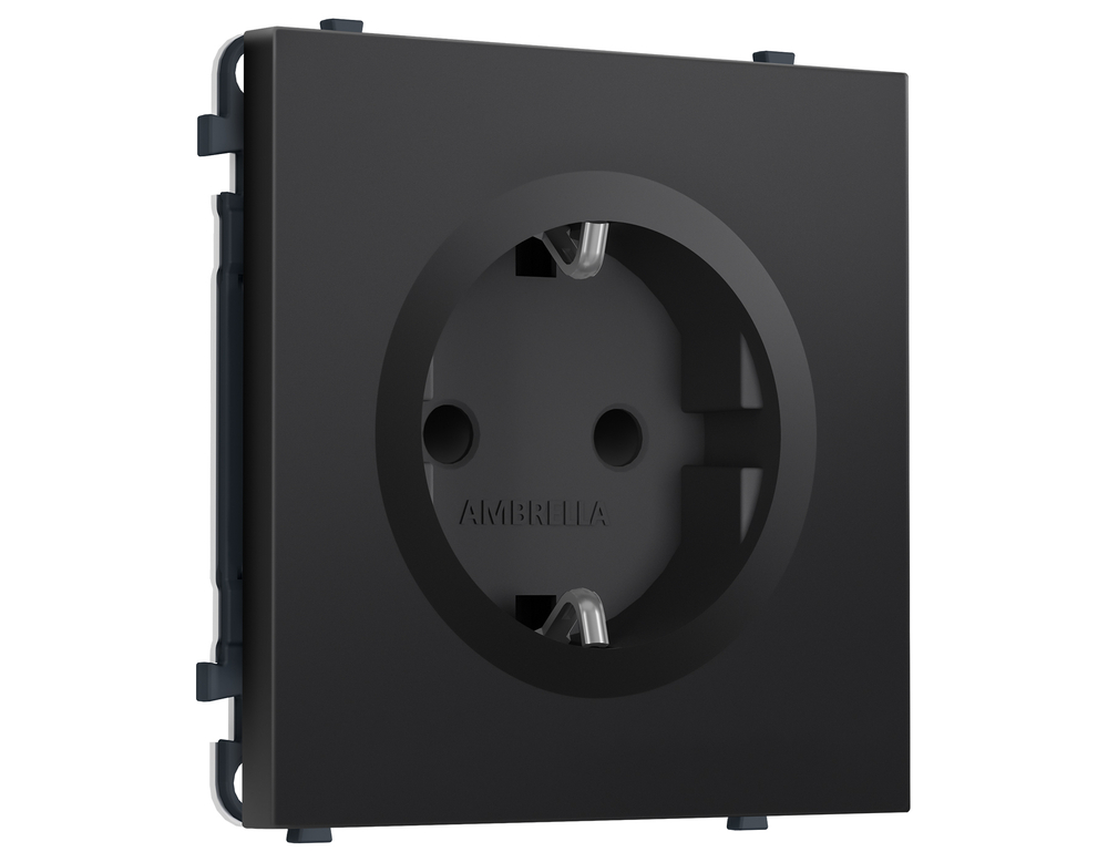MS807010 Комплект механизма электрической розетки SIGMA Черный матовый 50Hz 2P+E с/з с/ш 16A-250V QUANT PRO (SP8070, PR141)