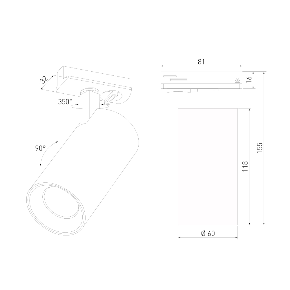 Basic System Comel Трековый поворотный светильник 10W 4200K черный 85210/01