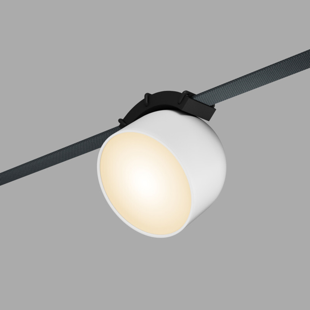 DK5543-WH+BK Поворотный светильник для трека-ремня Belty, серия Spot, со светодиодом, D100*H107мм, 48V DC, 12W, RA90, 120°, 3000K, IP20, белый с черным, алюминий