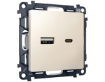 MA331010 Комплект механизма розетки ALFA Бежевый матовый 2USB A+C 20W (быстрая зарядка) QUANT (AP3310, VM177)