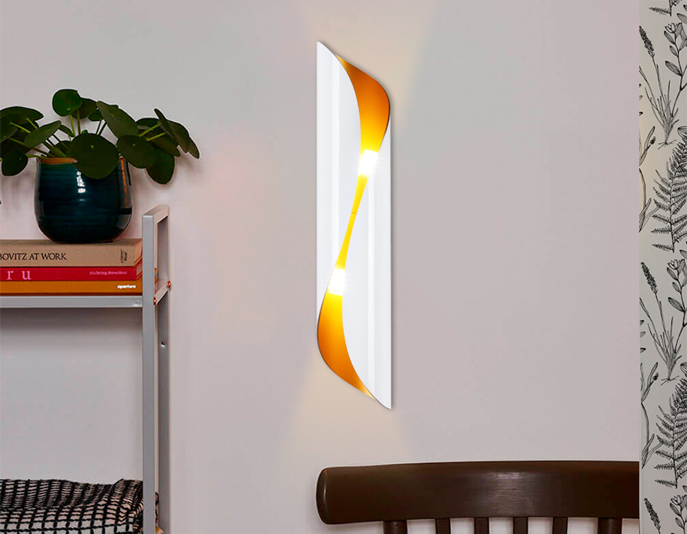 FW240 WH/GD белый/золото G9/2 max 40W 400*80*100 (лампы LED G9 7W 4200K в комплекте)