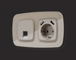 MO372030 Комплект механизма телефонной розетки OMEGA Серо-бежевый матовый RJ-11(4P4C) с шторкой QUANT (OP3720, VM190)