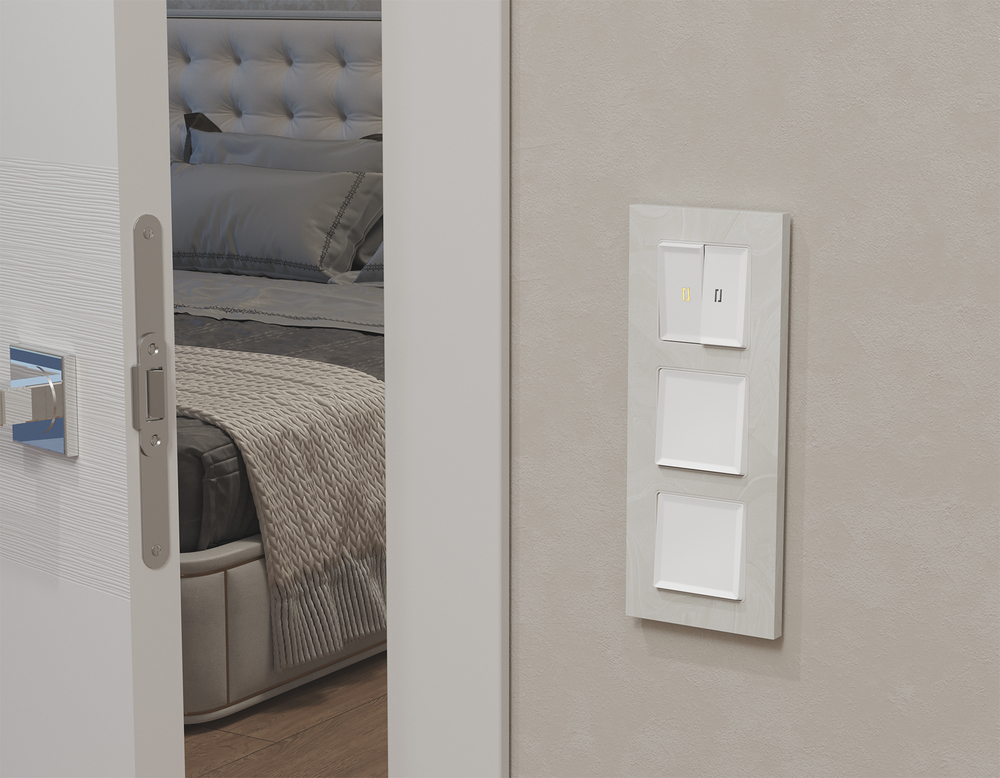MA124050 Комплект механизма 2-кл выключателя с самовозвратом с подсветкой 3200K ALFA Белый матовый QUANT (AP1240, VM129, G11Y)