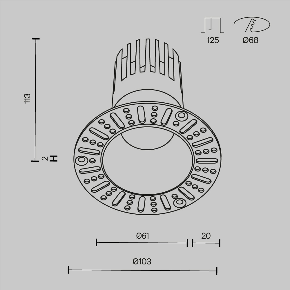 Встраиваемый светильник Technical DL122-15W-3K-TRS-B