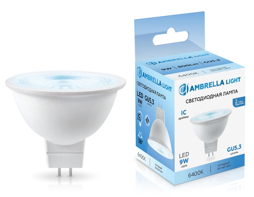 Купить 170906 LED MR16 9W IC GU5.3 6400K 175-265V 38°