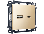 MA611010 Комплект механизма розетки ALFA Шампань 2USB A+C 20W (быстрая зарядка) QUANT (AP6110, VM177)