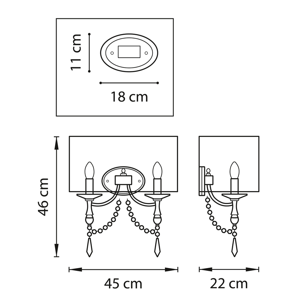 725626 Бра PARALUME 2x40W E14 БЕЛЫЙ