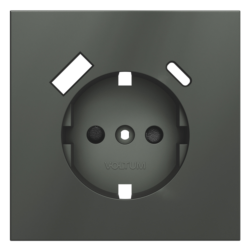 Накладка для розетки с заземлением и защитными шторками, с USB A+C, S70 (титан)