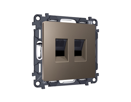 Купить MA642110 Комплект мех-ма компьютерной двойной розетки RJ-45 с автоматической защитной шторкой ALFA Темная бронза матовый QUANT (AP6421, VM189)
