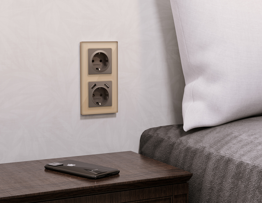 MA639010 Комплект механизма электрической розетки ALFA Темная бронза матовый 2USB A+A 18W (быстрая зарядка) с/з QUANT (AP6390, VM155)