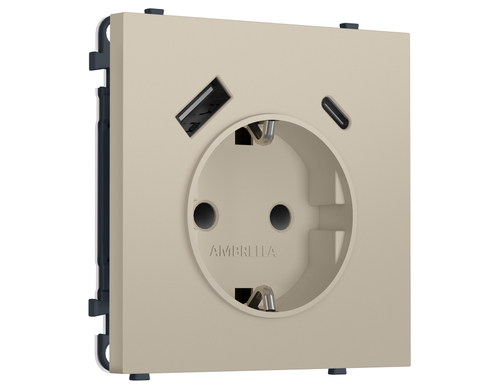 Купить MS350010 Комплект механизма электрической розетки SIGMA Кашемир 2USB A+C 20W (быст. зар.) с/з с/ш 16A-250V QUANT PRO (SP3500, PR160)