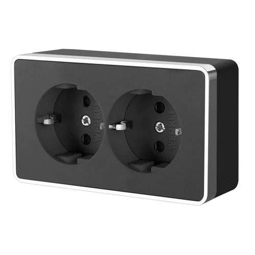 Купить Розетка двойная с заземлением Gallant черный/хром W5072135