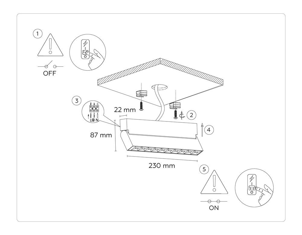 TA1825 WH белый LED 12W 4200K 230*22*87