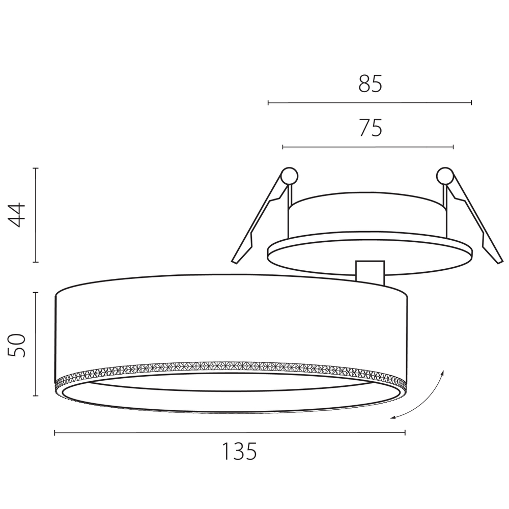 A5736RS Светильник ALTA PRO встраиваемый LED 35W 3230LM 36G БЕЛЫЙ 3000K со встр. чашей (215736 + 215006 + 215000-35)