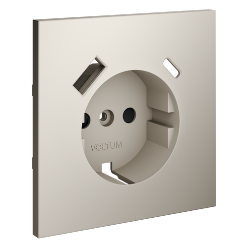 Купить Накладка для розетки с заземлением и защитными шторками, с USB A+C, S70 (кашемир)