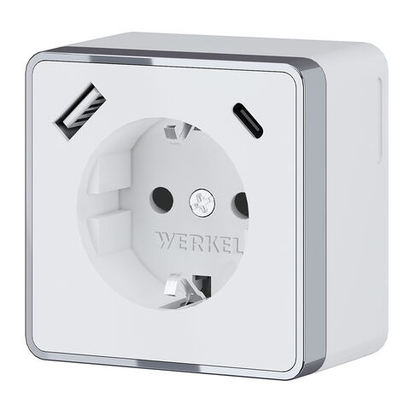 Розетка с заземлением, шторками и USB тип A+C Gallant белый W5071701