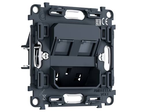 Купить PR189 Механизм компьютерной двойной розетки RJ-45 (8P8C) CAT6 с автоматической защитной шторкой QUANT PRO