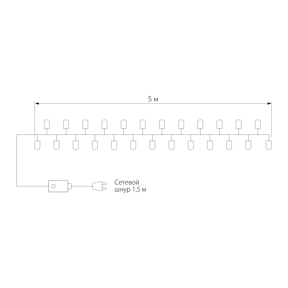 Новогодняя гирлянда нить мульти 5м IP20 400-001 мульти
