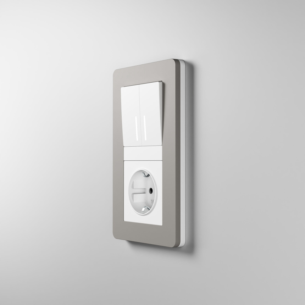 Рамка из поликарбоната на 2 поста Split дымчатый/белый, soft-touch W0023067