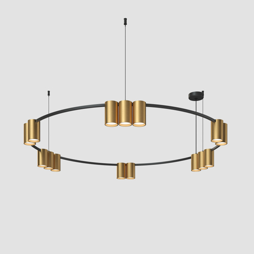 Купить DK4067-BK+SG Подвесной светильник ORBIT, IP20, 15xGU10 LED, до 15 Вт, черный + сатинированное золото, алюминий