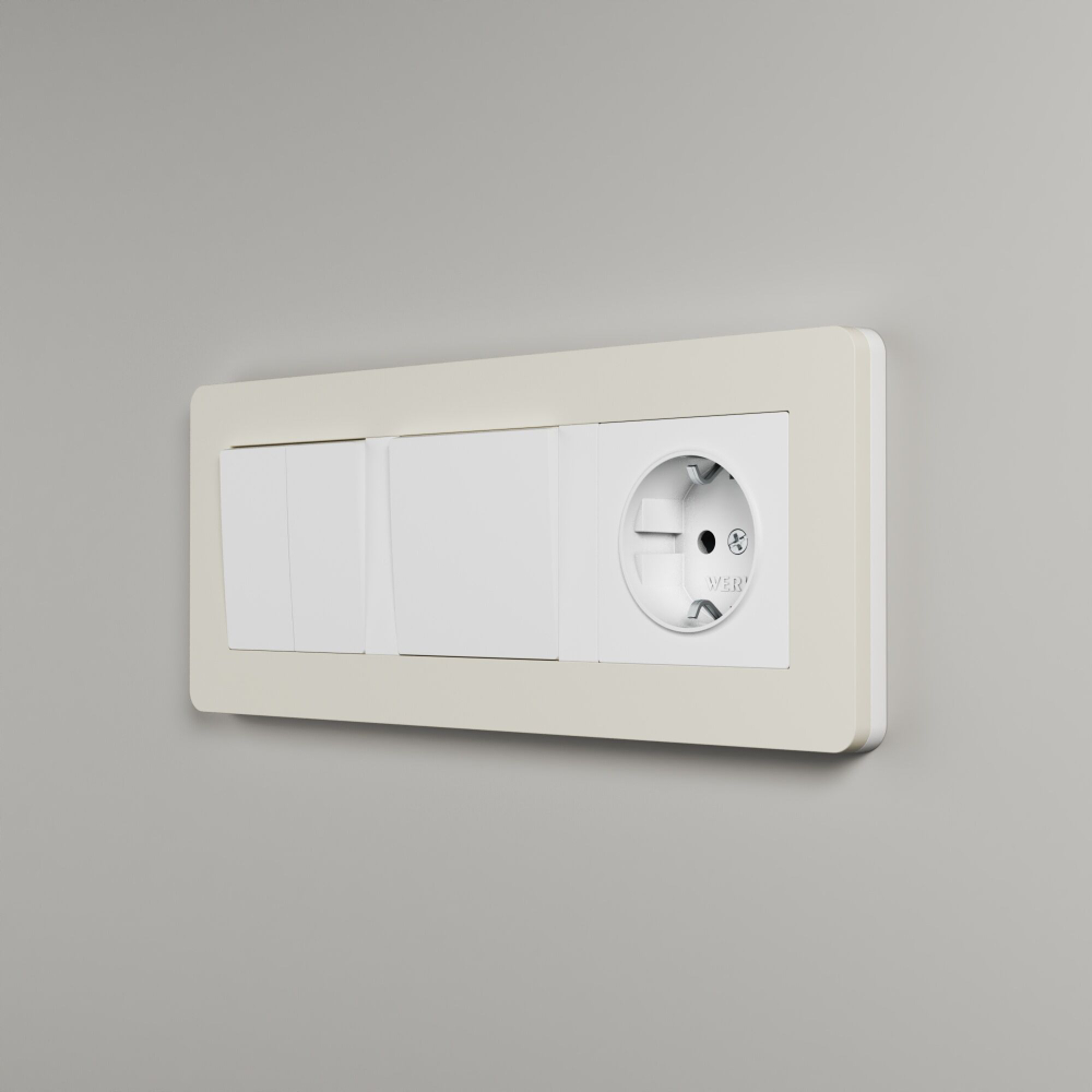 Рамка из поликарбоната на 3 поста Split айвори/белый, soft-touch W0033066